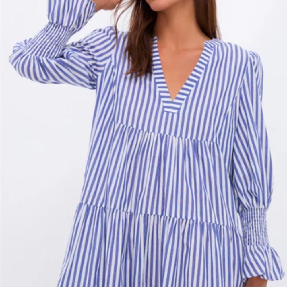 Tuckernuck Pomander Place Blue and White Stripe Cotton Poplin Kenzo Dress.
